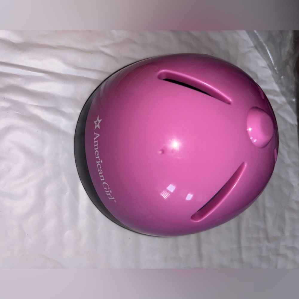 American Girl Pink Horse Riding helmet and hay bale - Picture 3 of 8